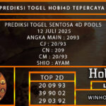 PREDIKSI TOGEL SENTOSA4D POOLS 12 JULI 2025
