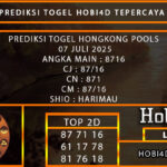 PREDIKSI TOGEL HONGKONG POOLS 07 JULI 2025