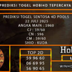 PREDIKSI TOGEL SENTOSA4D POOLS 22 JULI 2025