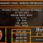 PREDIKSI TOGEL SENTOSA4D POOLS 31 JULI 2025
